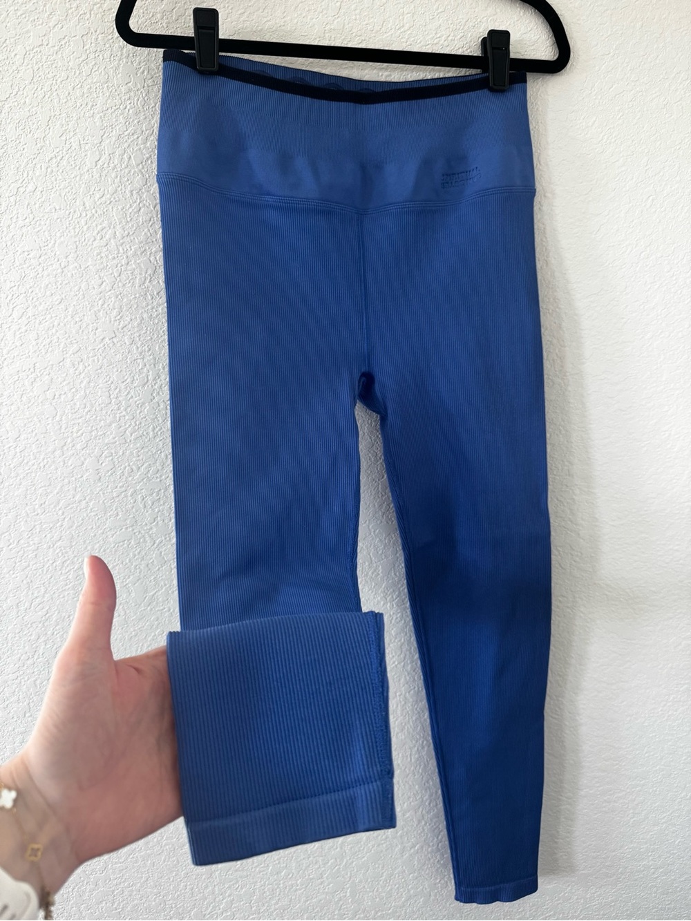 Spiritual Gangster High-Waisted Ribbed Leggings Cornflower Blue